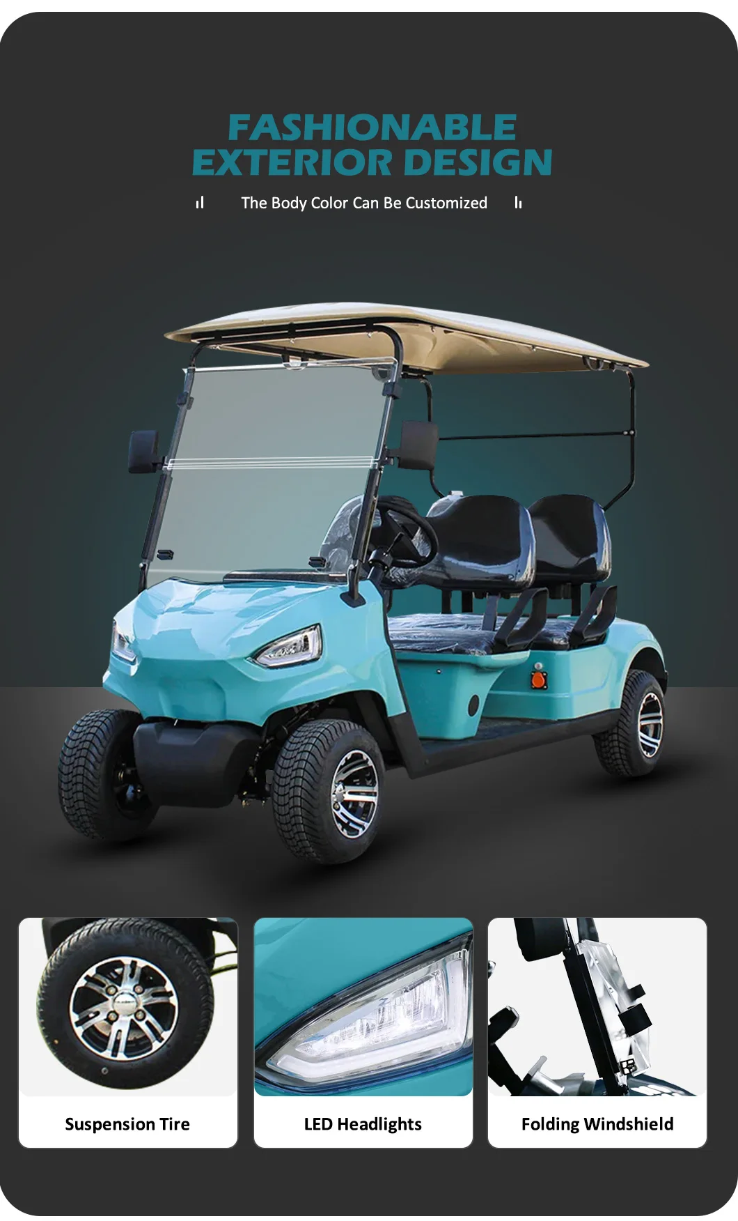 New Energy Vehicles Club Car Golf Cart Electric 4+2 Seater Lithium Battery Electric Golf Buggy Operated Golf Carts