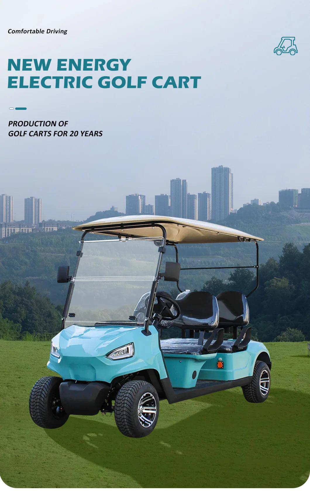 New Energy Vehicles Club Car Golf Cart Electric 4+2 Seater Lithium Battery Electric Golf Buggy Operated Golf Carts