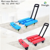 Small trolley folding portable telescopic trolley trolley household flat trolley transport truck pull truck light and compact